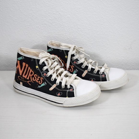 Unbranded High top shoes with Nurse print Size 6 Great Condition has a few flaws - Picture 2 of 8